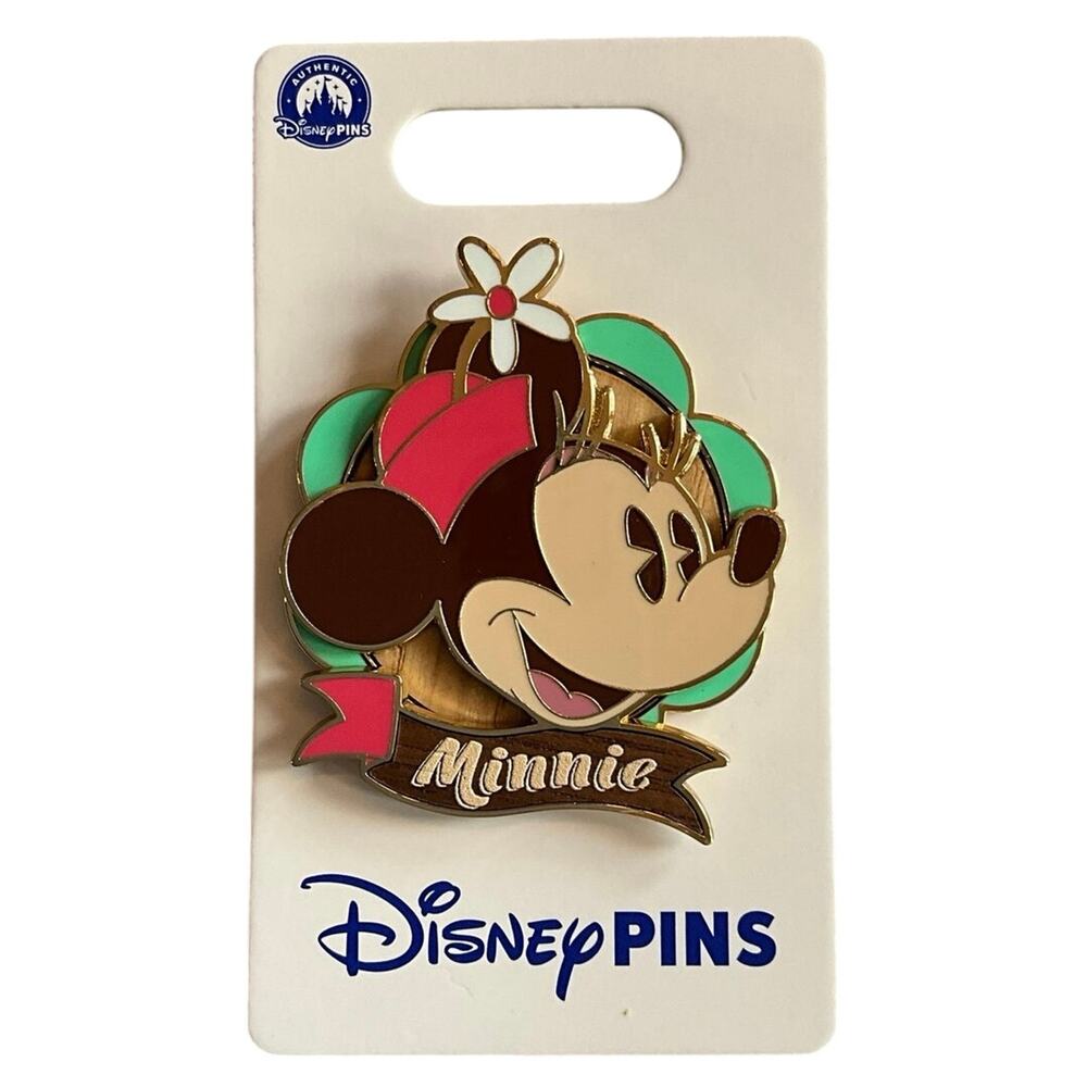 New Disney Parks Woodgrain Minnie Pin 2025 NWT